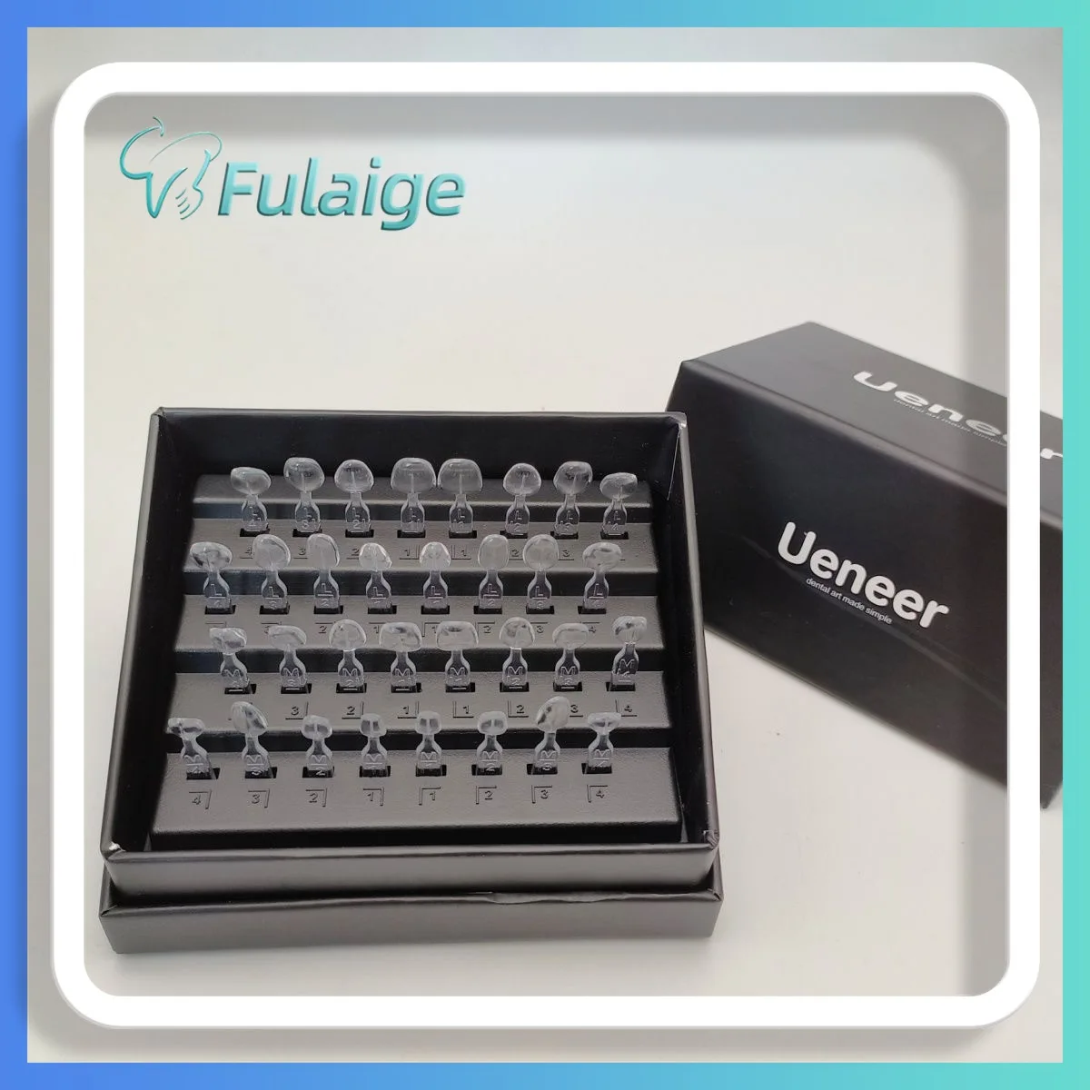 32pcs Press-On Dental Veneer Mould Kit Composite Resin Preformed Shells for Light Cure Anterior Teeth Whitening  Shaping Tools