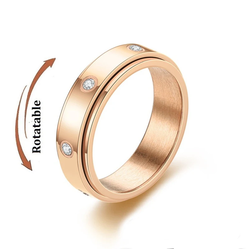 Anti Stress Angst Fidget Spinner Paar Ringe Frei Drehen Schmuck für Männer Frauen Edelstahl Knuckle Ring Hochzeit Bague