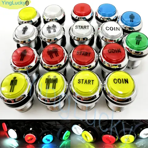 Arcade LED Push Button 12V with 2p Silver Plated Button