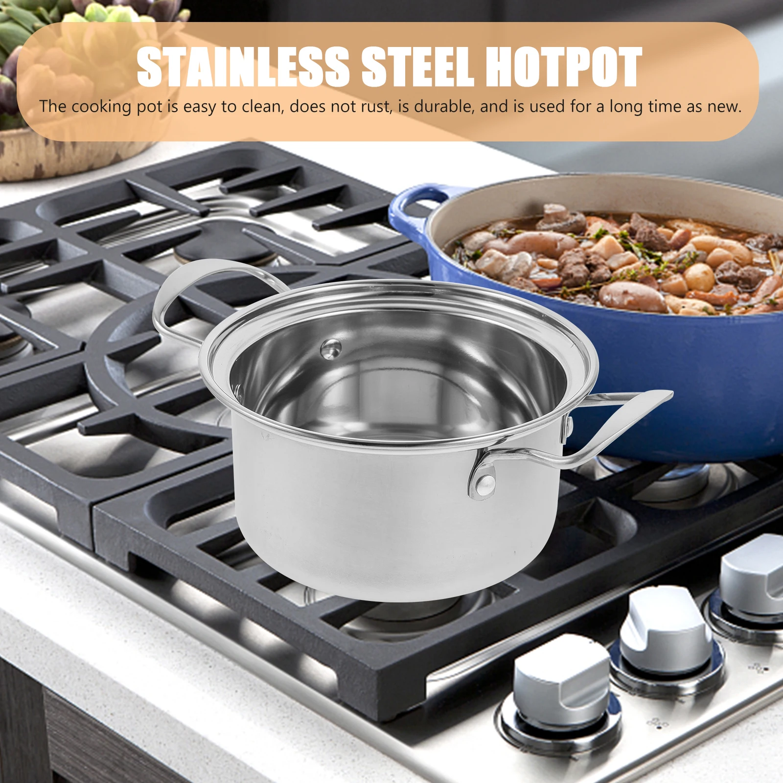 

Small Hot Soup Noodle Pots Stainless Steel Cooker 201 Reusable Kitchen Ramen Stock Pot Easy Kitchen Cooking Pot Clean