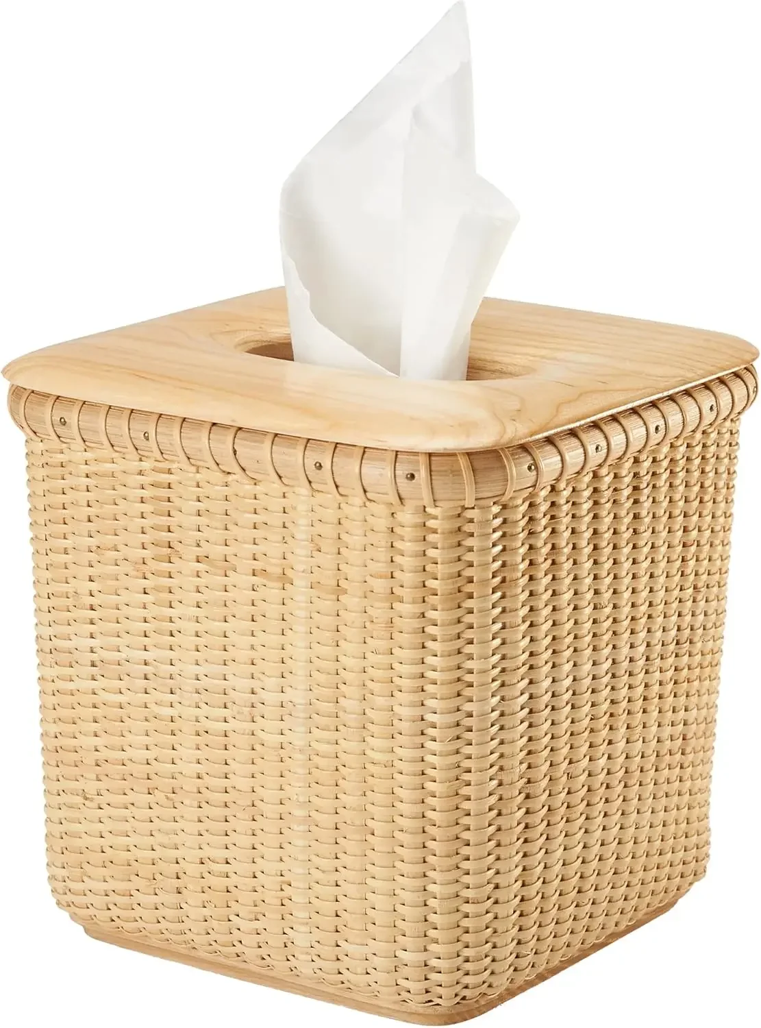 

Nantucket Desk Baskets: Elegant Cane-on-Cane Weave Oblong Tissue Holders for Your Bathroom