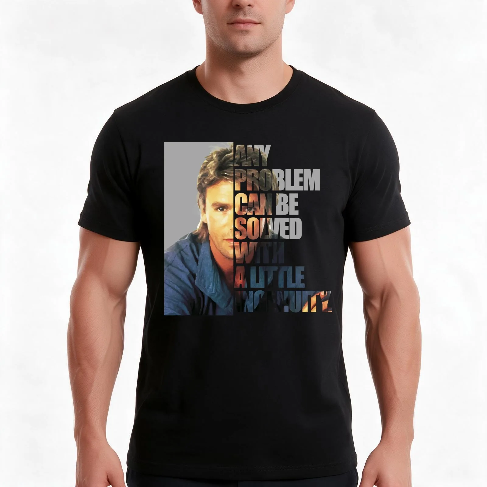 Lover Gifts Macgyver Said Any Problem Gift For Fan T-Shirt, Summer Casual Cotton Tee, Oversized Streetwear Tops, 100% Cotton