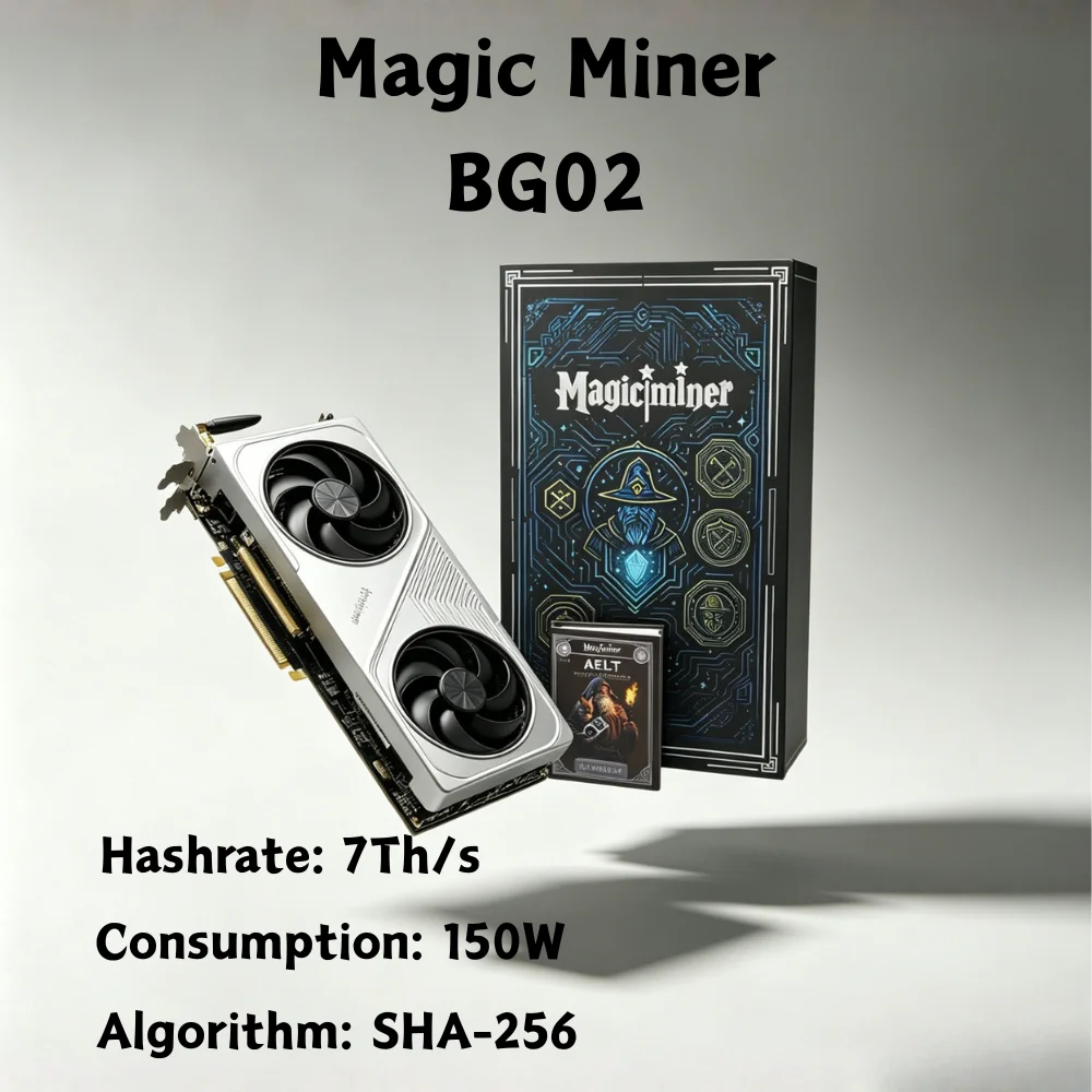 Magic Miner BG02 7TH/s 150W SHA256 Silent ASIC Miner WiFi+RJ45 Home Solo Lottery BTC Miner GPU Shape Plug Play Use PC ATX Power