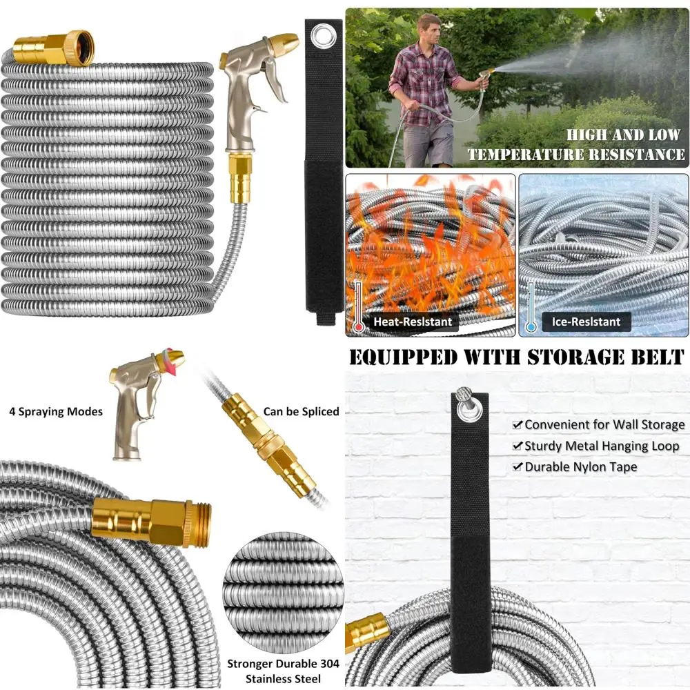 

Садовый шланг из нержавеющей стали — сверхпрочный, мягкий, прочный, мощный бытовой шланг длиной 125 футов для наружного использования