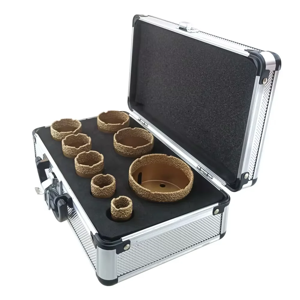 8 Pcs Dry Drill M14 Thread Brazing Hole Saw Set Porcelain Tiles Crowns Granite Marble Vitrified Tile Drill Bits Tools