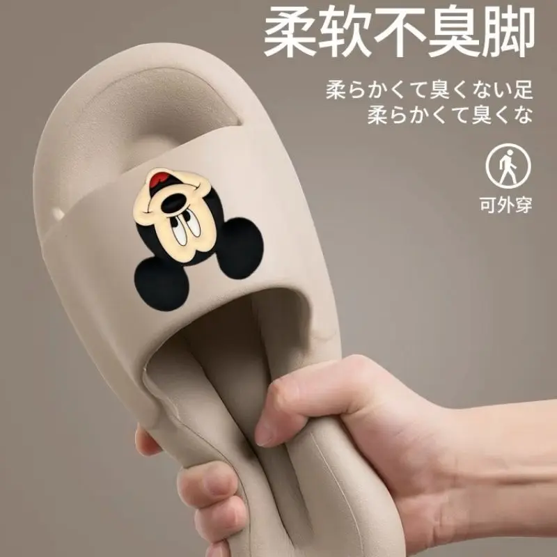 plus size Couple Home Female Cute Indoor Bathroom Anti Slip Stepping Feeling Mickey Mouse Shower Male Slippers women sandals