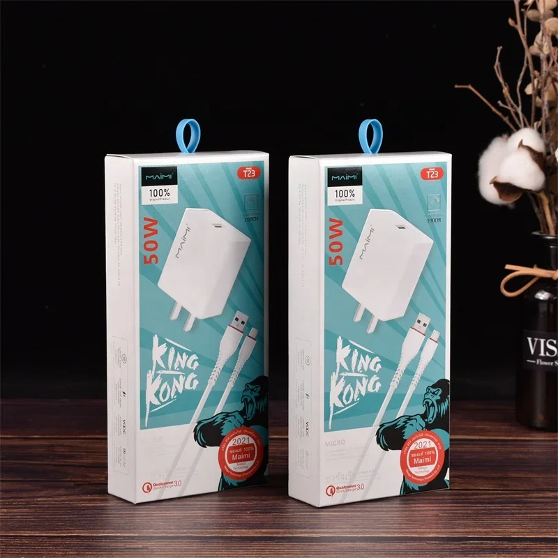 Custom Phone Usb Cable Charger Packaging Box for Gift Consumer Electronics Packaging Mobile Accessories Packaging Box Paper