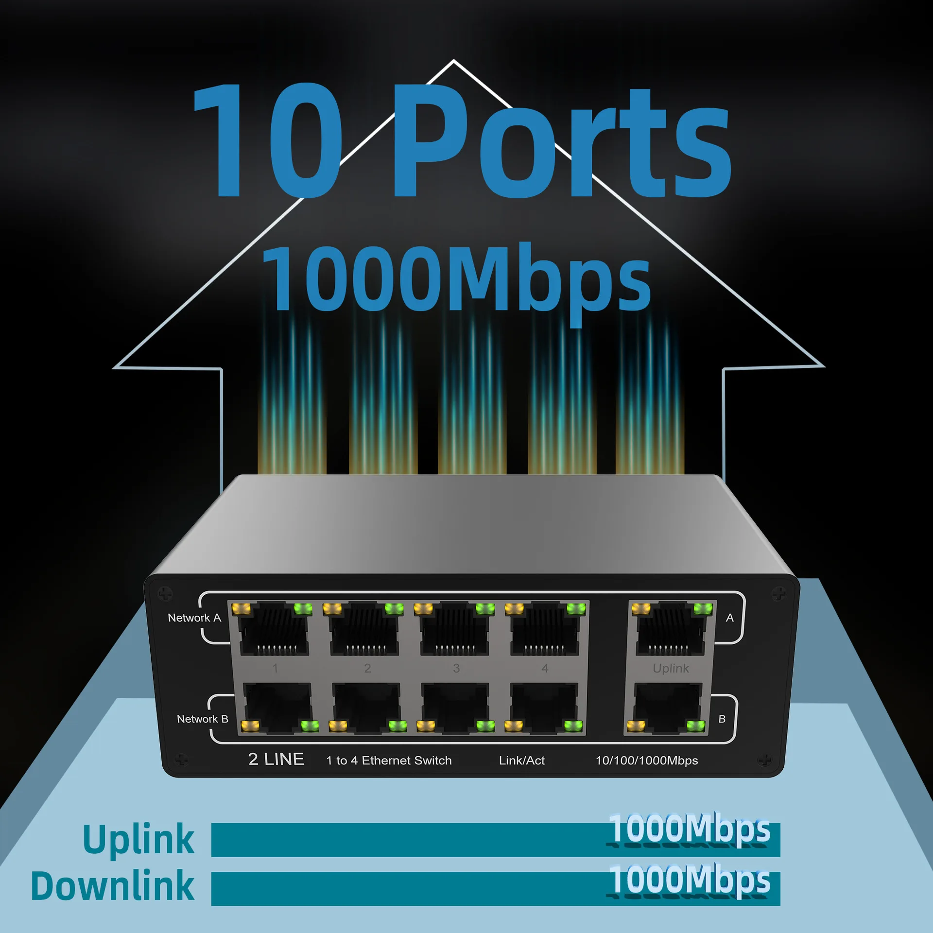 Network Gigabit 8-port Network Sharer RJ45 Expansion 2X8 Gigabit Network Port Network Splitter Simultaneous Internet Access