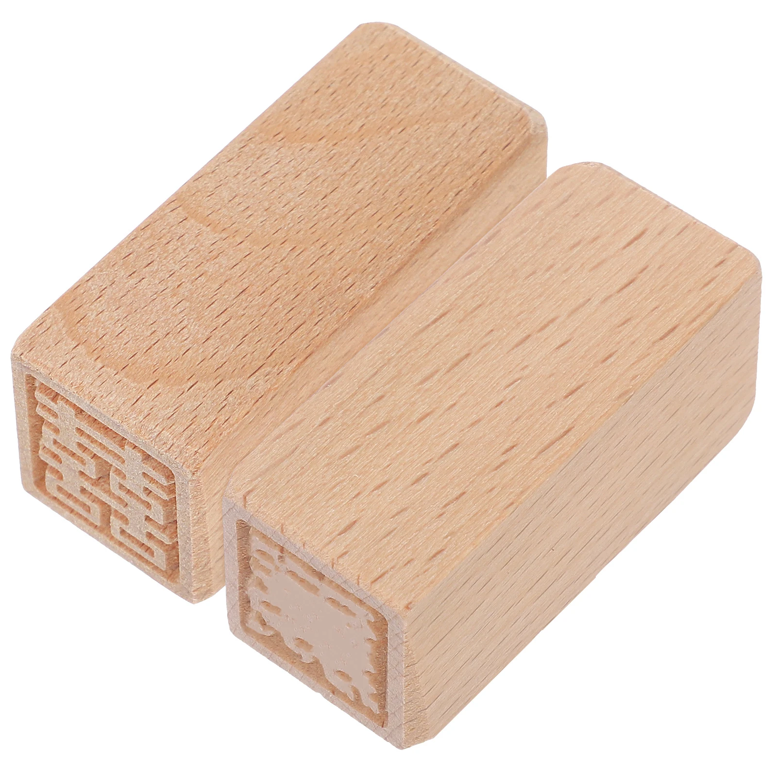 

2pcs Wooden Seal Unique Chic Pattern For Diy Scrapbooking Kids Playing Creative Stamp Lightweight Square Seal For Handbook
