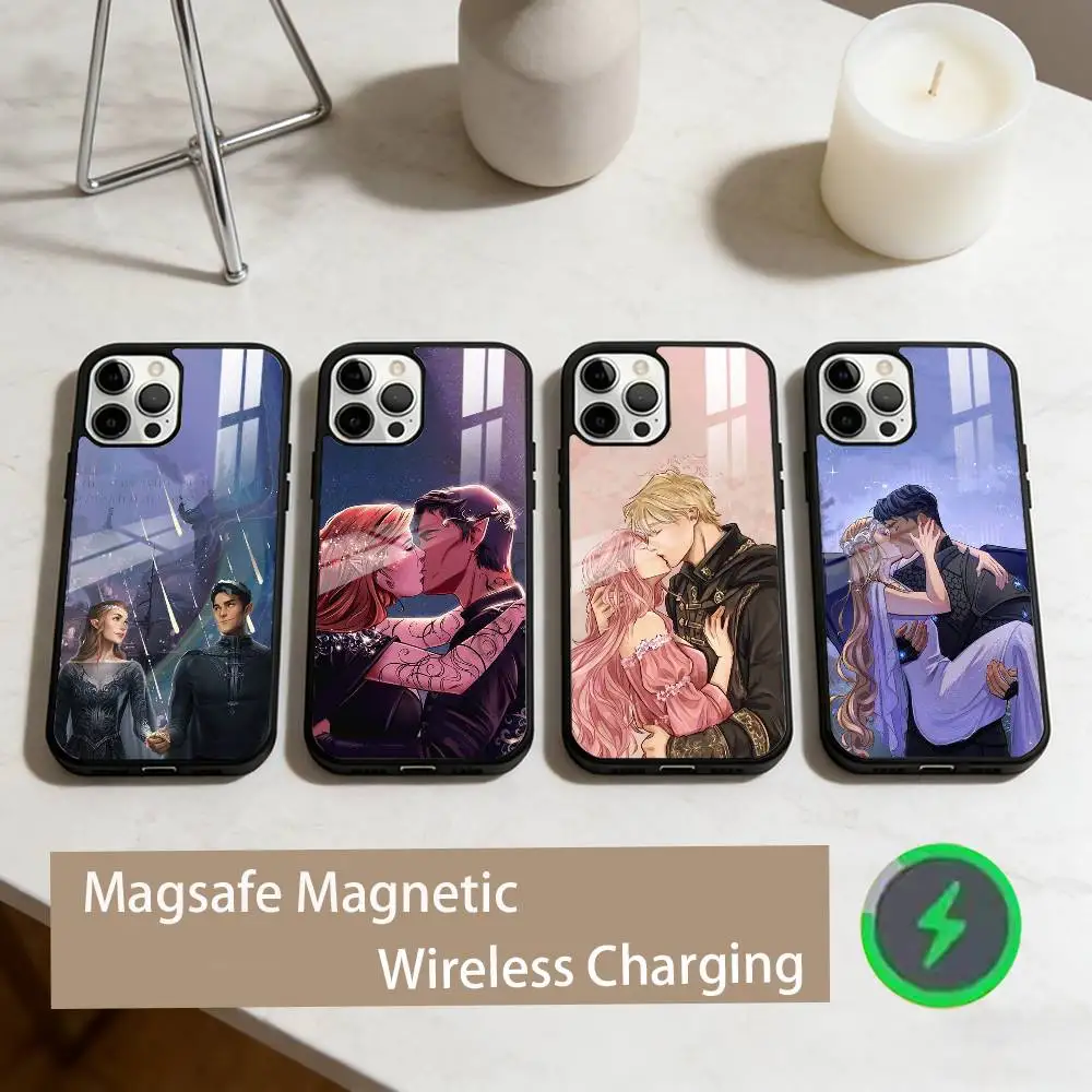 Чехол для телефона Acotar Court M-Mist And Fury для iPhone 17, 16, 15, 14, 13, 12, 11 Plus, Pro Max с магнитным креплением для беспроводной зарядки Magsafe.