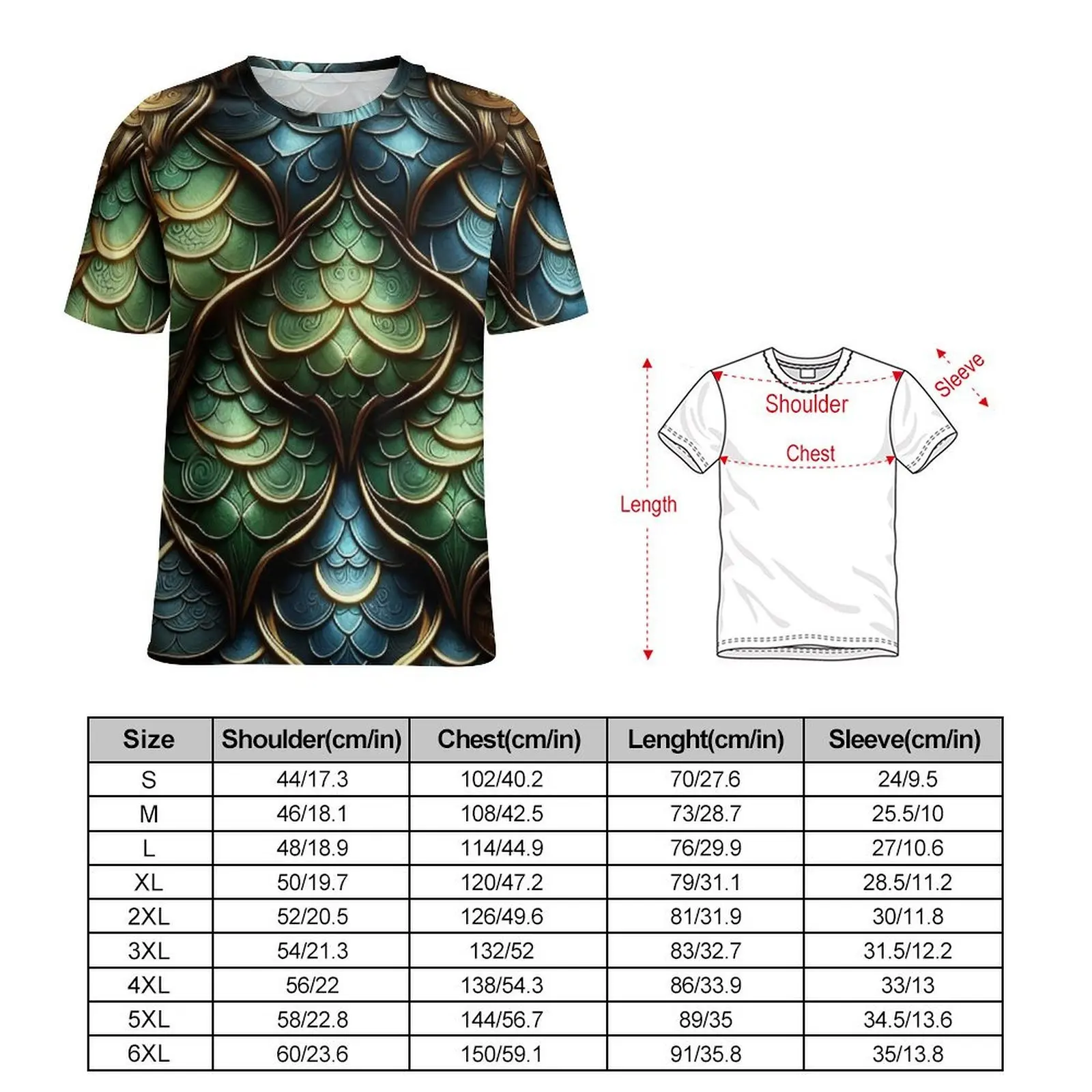 Original T-Shirt Vintage Armor Scale Print T Shirts  Casual Popular Tees For Man Short Sleeve Design Plus Size Clothing
