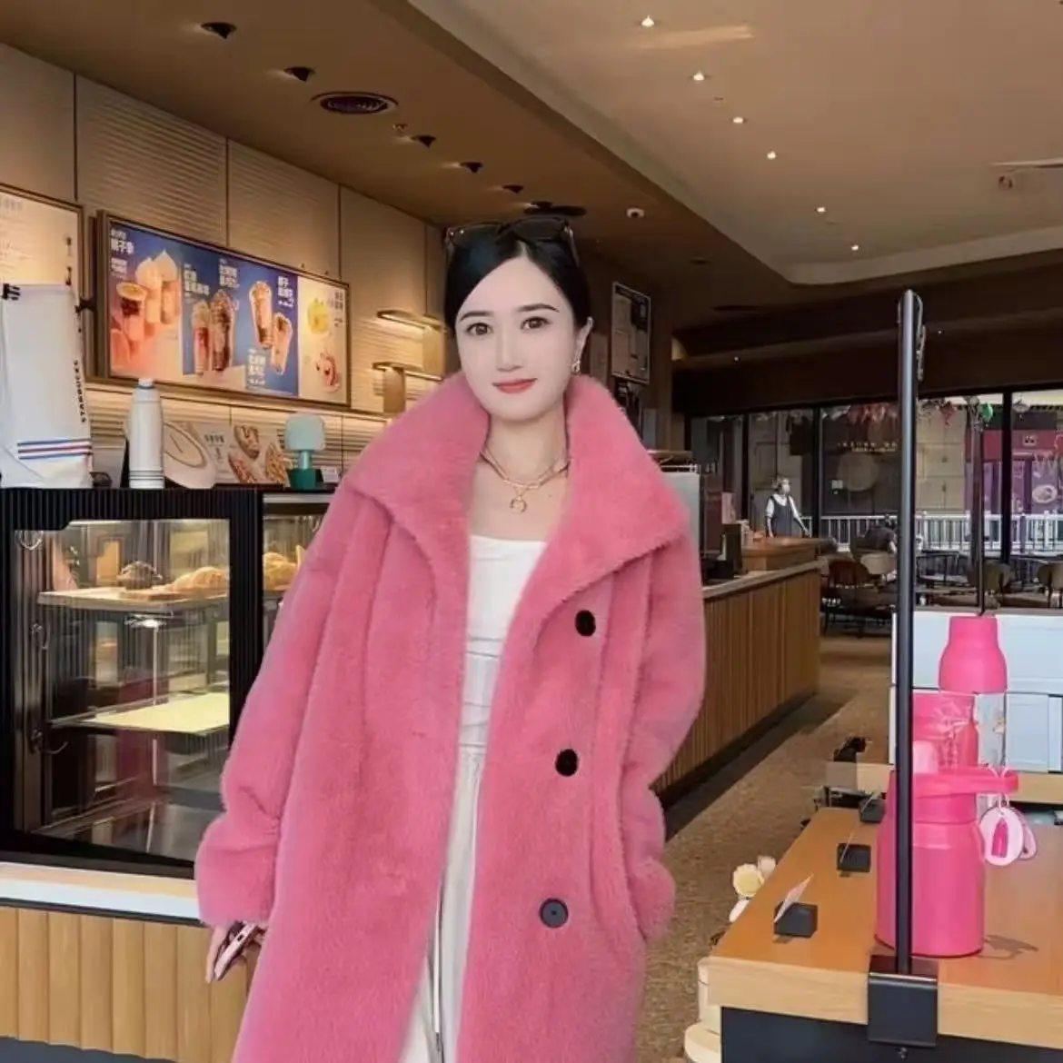 2025 Autumn and Winter New Eco-Friendly Fur Jacket Women's Mink Velvet Jacket Women's Thickened Long Jacket Artificial Fur Jacket