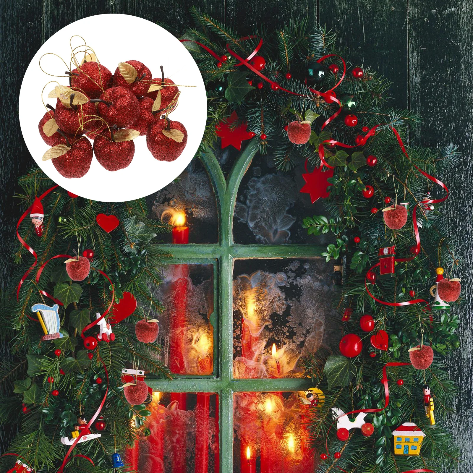 

20pcs Apple naments 3 6CM Foam Christmas Tree Decorations Hanging Christmas Hanging nament Wreaths Car Xmas Indoor