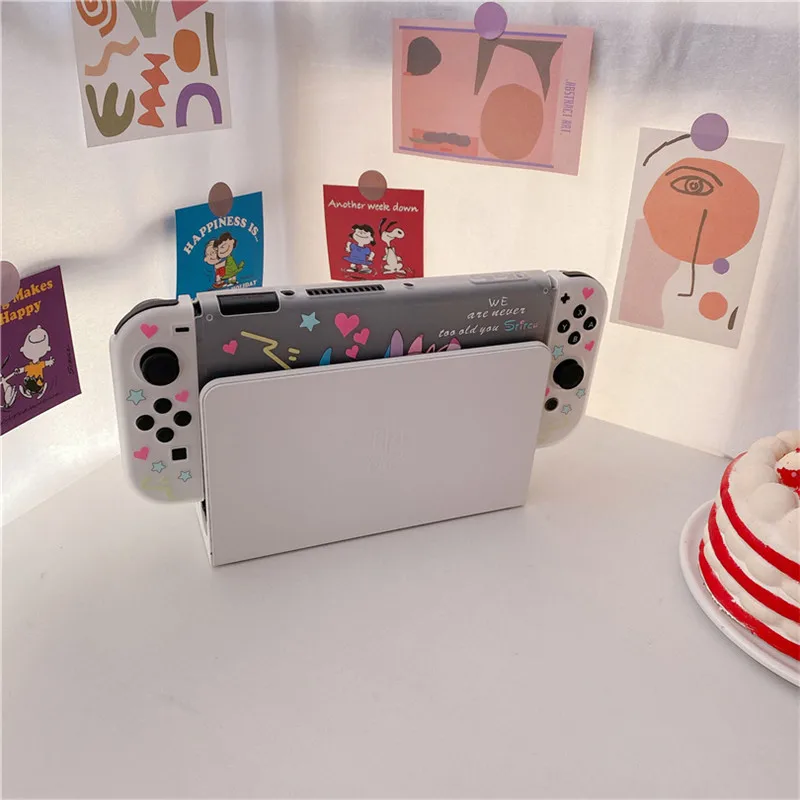 Disney Stitch Soft Case Charging Dock Station Cover Protective Shell for Nintendo Switch Oled NS Console Crystal Protector Skin