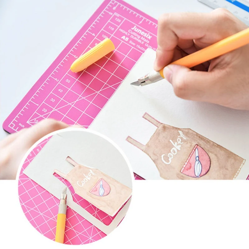 Hand Account Pen Sharpener A5 Cutting Pad Set, Engraving Pen Sharpener, Aluminum Ruler Cutting Board Three-Piece Set