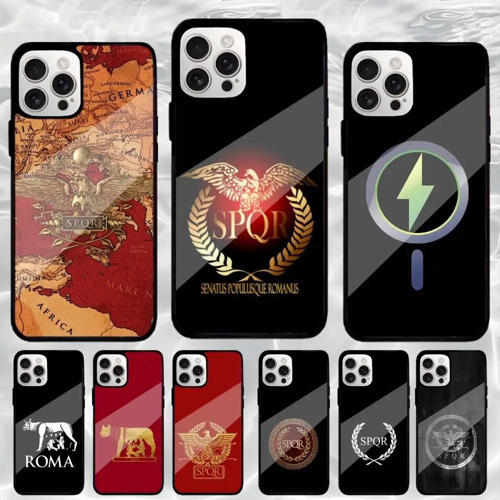

R-Roman E-Empire SPQR Phone Case For iPhone17,16,15,14,13,12,11 Plus,Pro Max Magnetic For Magsafe Wireless Charging