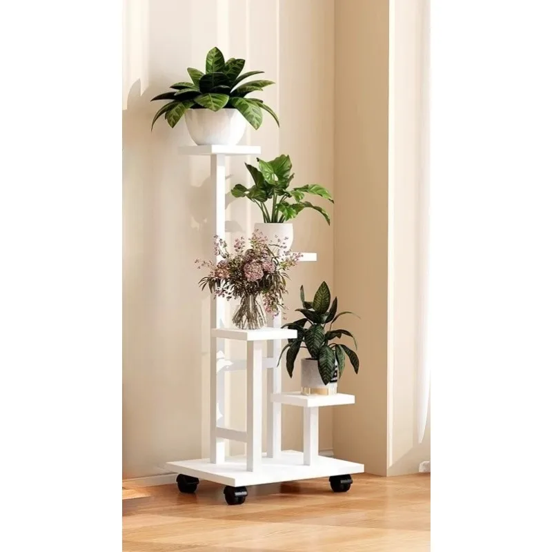 Mobile Iron Plant Stand Multi Tier Rolling Plant Rack Flower Pot Holder Indoor Outdoor Balcony Living Room Plant Shelf Rack