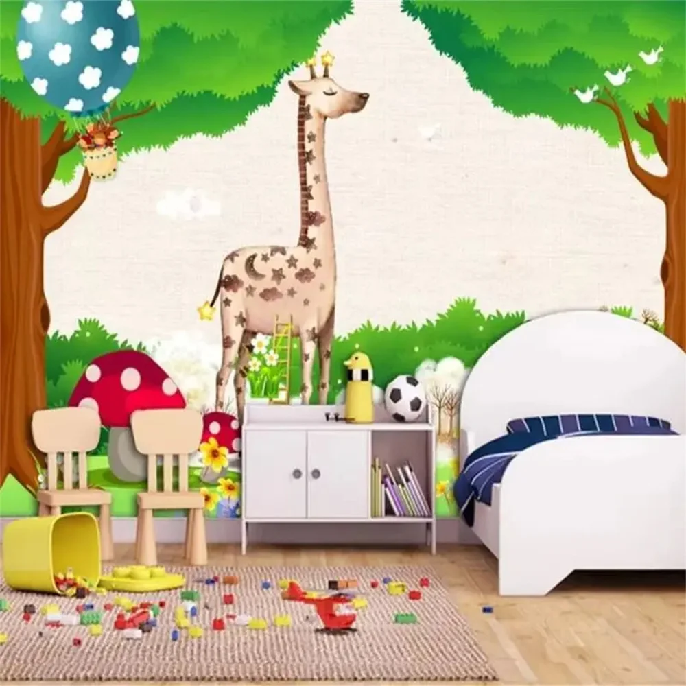 

3D Photo Custom Wallpaper Mural Forest Animal Kingdom Cartoon Background Fresh Children's Room Decor for Kindergarten wallpaper