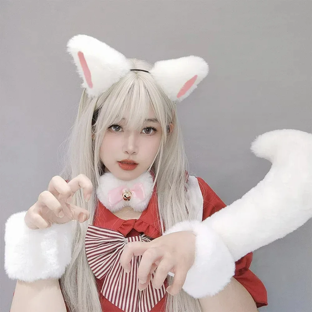 Lolita Cosplay Cat Ears Hoofdband Anime Dance Party Kostuum Wolf Fox Ear Pluche Haarband Kawaii Haaraccessoires Rekwisieten Voor Meisjes