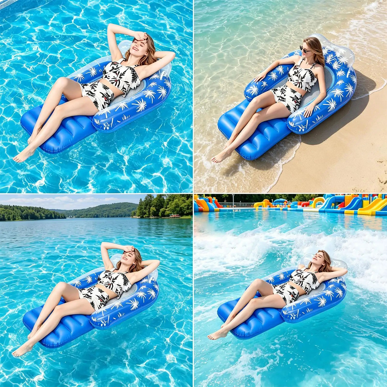 Inflatable Pool Float PVC Raft With Leg Rest Pool Inflatables For Adults For Beach Lake Sunbathing Garden Backyard Party River