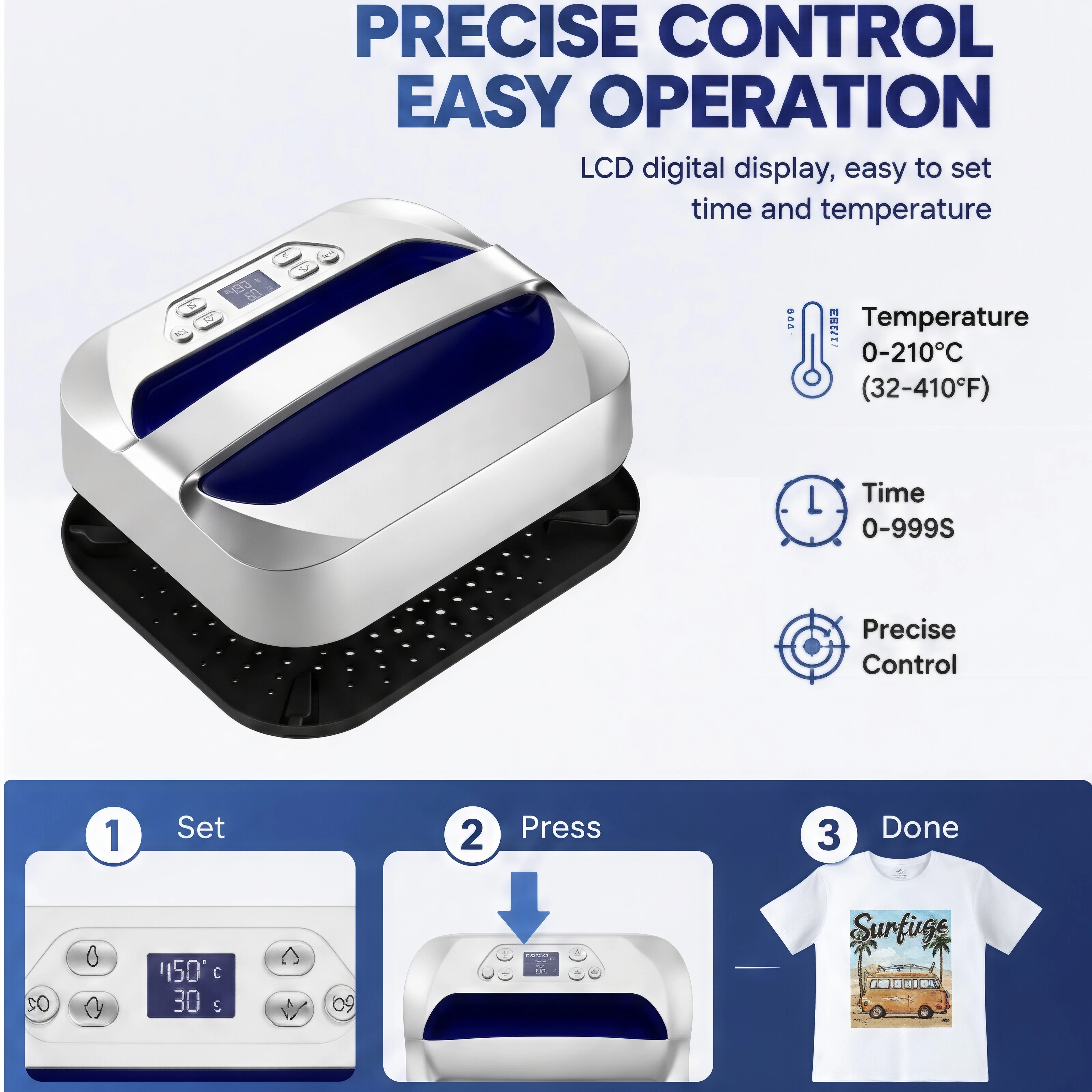 Portable 25x30cm Heat Press Machine Mini 10x12 Inch T-Shirt Printing Machine Easy & Versatile for DIY Projects