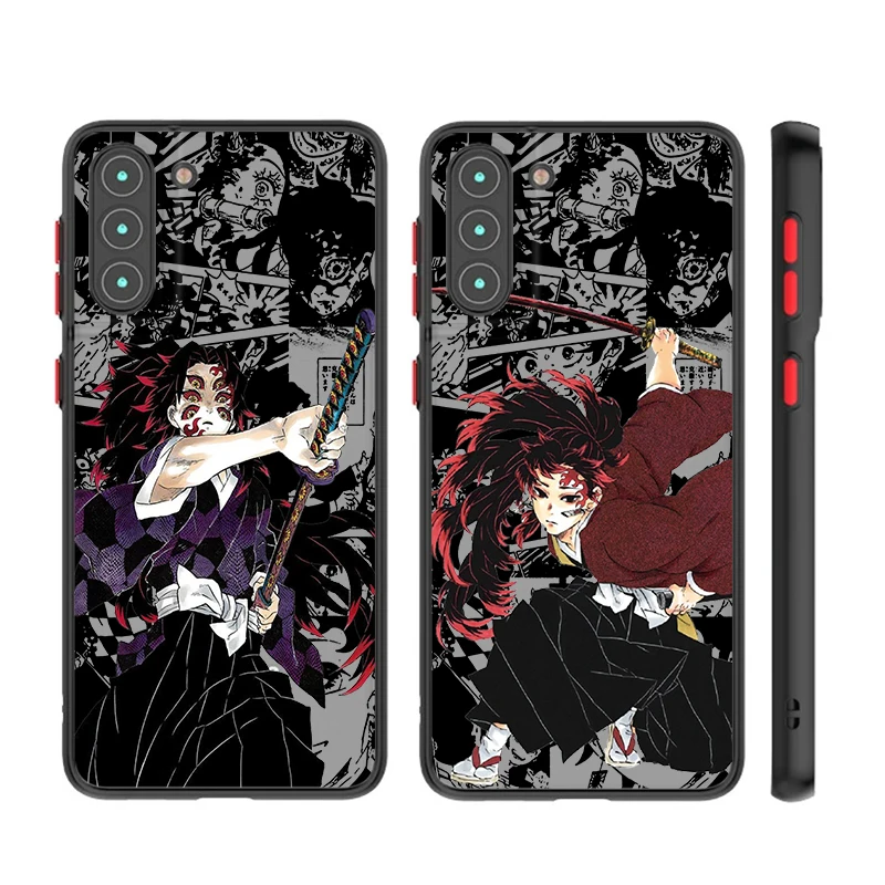 Demon Slayer Yoriichi Muzan For Samsung S24 S23 S22 S21 Ultra S20 FE Note 20 Plus 5G Frosted Translucent Matte Phone Case