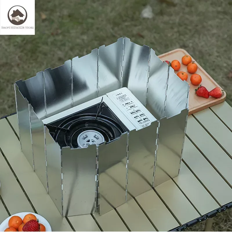 

8-16 Plates Foldable Gas Stove Wind Shield Durable Outdoor Camping Picnic Cooking Burner Windproof Aluminum Alloy Windscreen