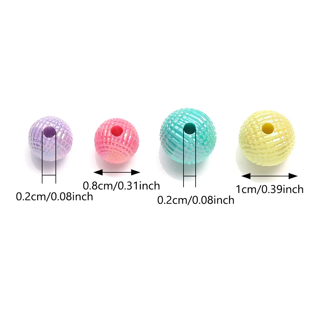 50/100 Stück 8mm 10mm Gemischte Pastell-Acrylperlen Aurora Bonbonfarben Runde Zwischenperlen für DIY Schmuckherstellung Armband Halskette – Detail 3