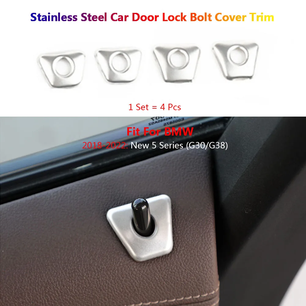 

4Pcs Stainless Steel Car Door Lock Bolt Frame Cover Trim For BMW 5 G30 G38 2018-2022 Auto Para Carro Interior Inner Accessories