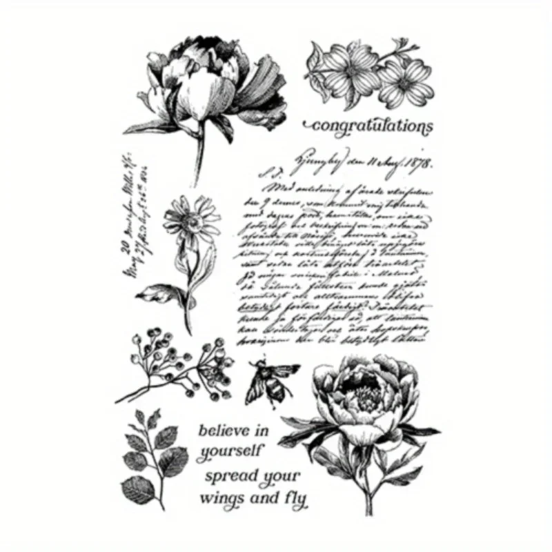 1pc Flower Letter Bird Seal Clear Stamps DIY Handbook Diary Album Scrapbooking Art Label Crafts Aesthetics Decor Rubber Stamps