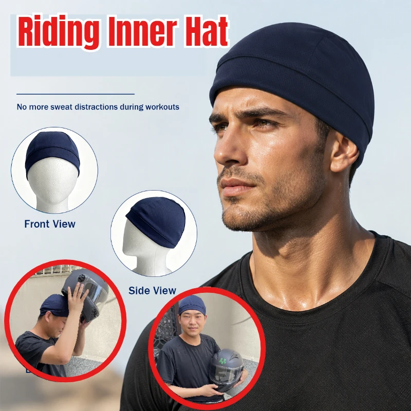 Motorcycle and bicycle riding inner hat, summer windproof, sun proof, quick drying hat, sweat absorbing, breathable riding equip
