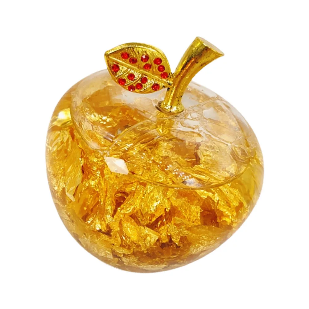 

1Pcs Golden Foil Apple Ornament Desktop Crystal Craft Crystal Decor Birthday Gift Holiday Festival Prop Decoration