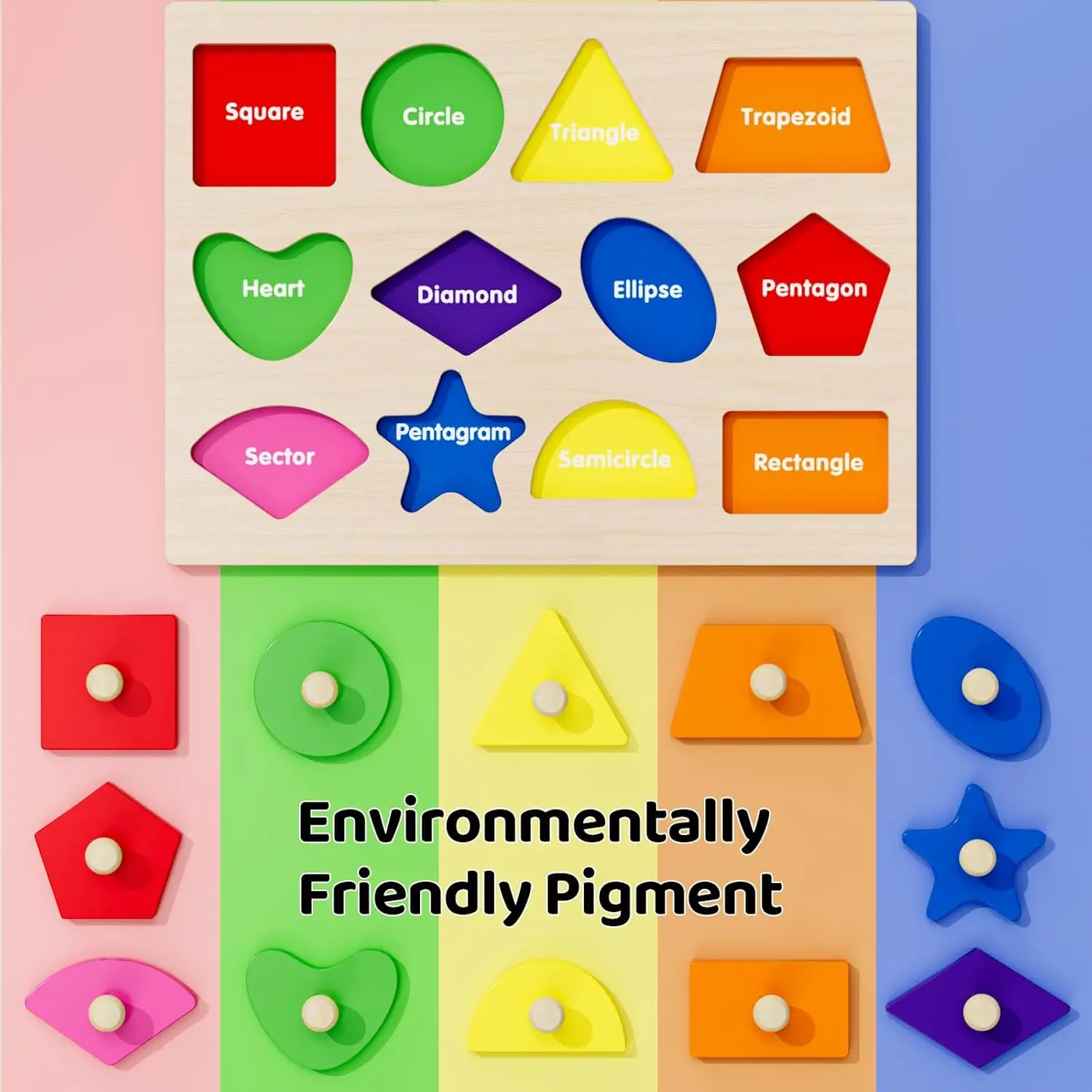 Holzpuzzles für Kleinkinder von 1–3 Jahren, Sortierbrett-Puzzle in Montessori-Formen für 1 2 3, Vorschul-Lernspielzeug für Babys und Kinder