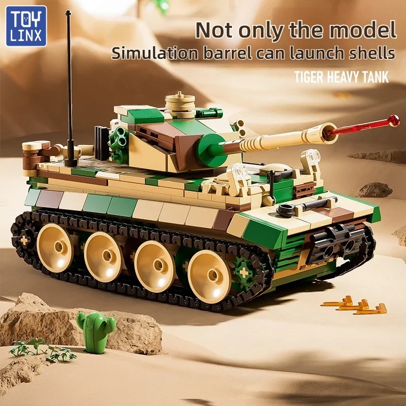 

Building Blocks New Retrofit Resilience Tiger-style Boy Toy Tank Fighting Vehicle Model Armored Vehicle Children's Toy Gift Box