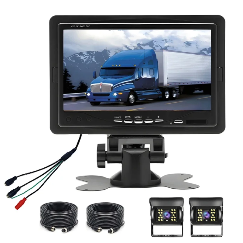 Podofo Auto-Rückfahrmonitor 7'' TFT LCD Automonitor Rückfahrkamera Wasserdicht IR Nachtsicht 12V-24V für LKW Bus Van