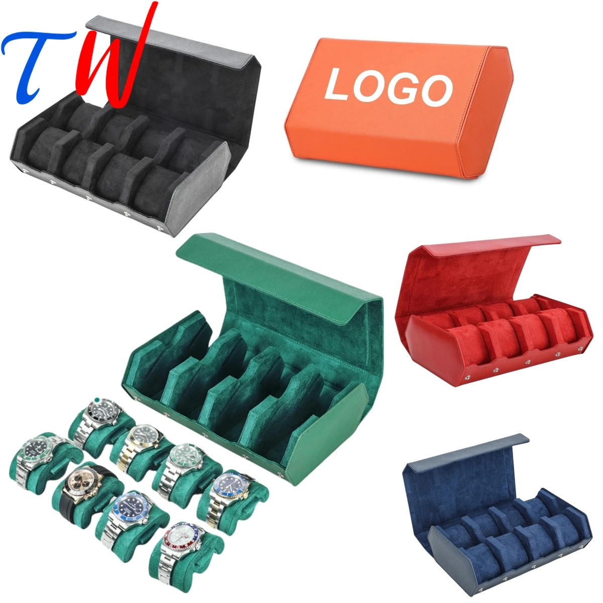 

Custom Logo Genuine Leather Travel Anti-Drop Watch Case 8Slot Shockproof Organizer,Portable Watch/Jewelry Storage Display Box