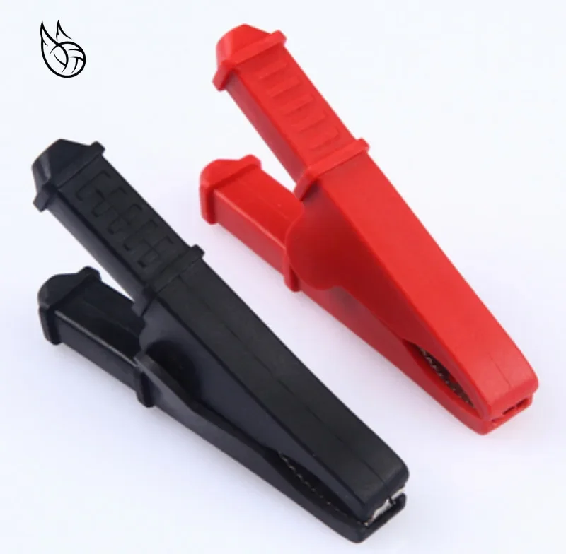 1 set of insulated metal copper alligator clip electric test 7cm big alligator clip 1 red +1 black, test clip power