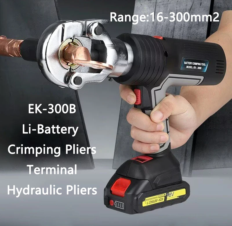 Digital Display Lightweight Electric Hydraulic Crimping Pliers EK-300 Copper Aluminum Terminal Crimping Pliers Rechargeable
