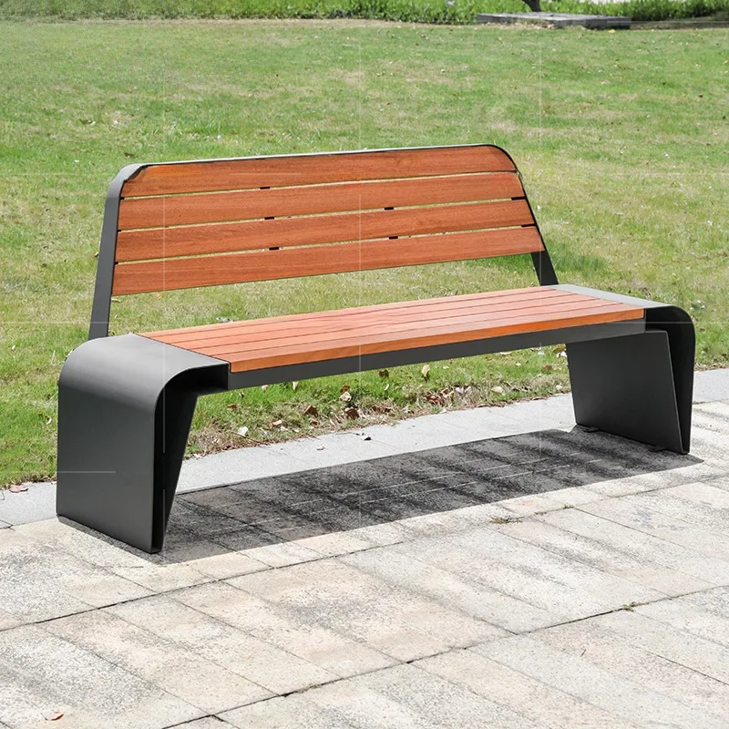 Park Chair Outdoor Leisure Seat, Park Chair Anti-corrosive Wood Outdoor Bench School Park Scenic Stainless Steel Bench