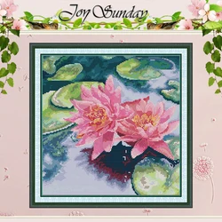 Water Lily Patterns Counted Cross Stitch Set DIY 11CT 14CT 16CT Stamped DMC Cross-stitch Kit Embroidery Needlework Home Decor