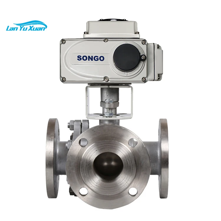 

DN80 3 inch 3 Way water valve L Port DC 12V 24V Flange Type Electric Actuator CF8M Stainless Steel Motorized Ball Valve