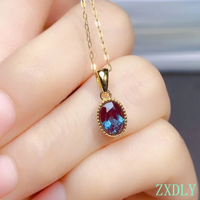 2024 New Alexandrite Necklace Dainty Necklace for Women Natural Birthstone Different Shine Alexandrite Solitaire Pendant