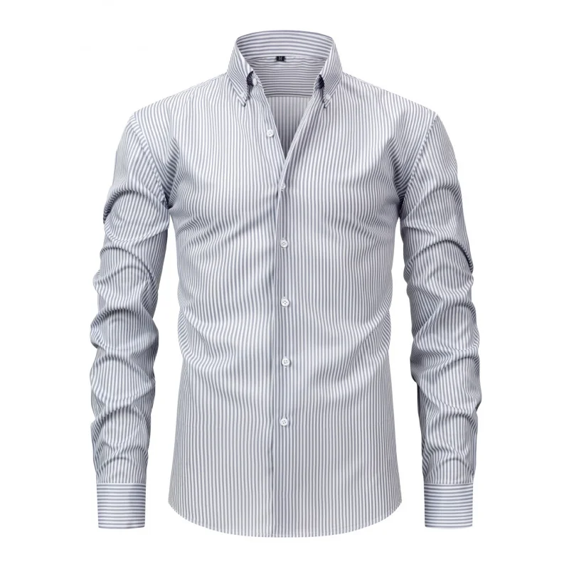 

Four-Way Stretch Digital Print Striped Long Sleeve Turn-Down Collar Men's Shirt High-End Men's Shirt Wholesale
