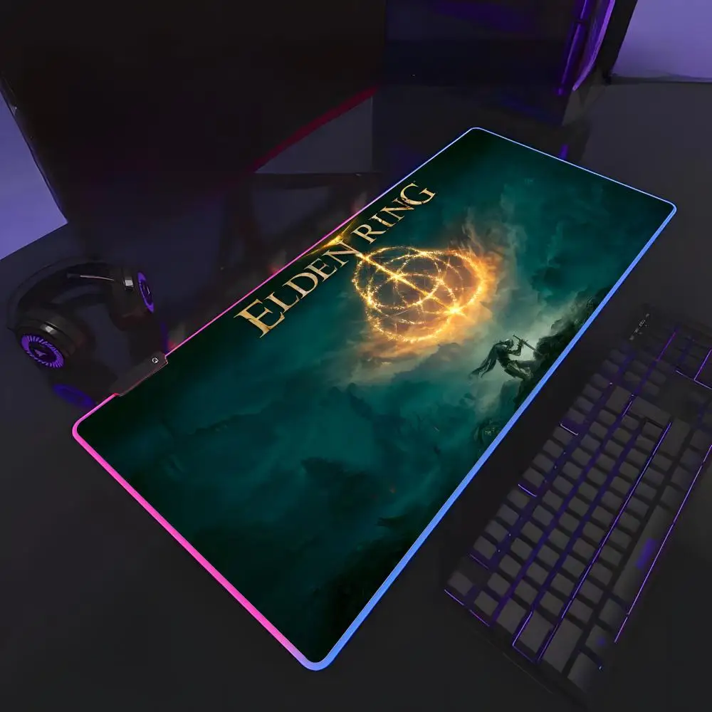 EldenS R-RingS Mouse Pad RGB Rubber Antislip Keyboard Pad 40x90cm Mousepad Gaming Accessories XXL Office Computer Mat