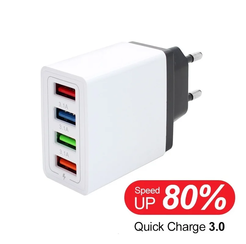 AC DC Universal Power 5V 3A Adapter Supply 4-Ports USB Charger Mobile phone AC/DC USB 5 V Power Adapter 220V To 5V EU Plug