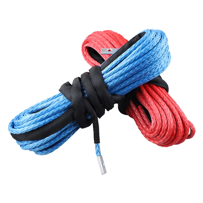 15m 5mm/6mm/7mm 5800lbs/7700lbs/9300lbs Winch Rope Cable ATV/UTV Winch Rope Winch Line Replacement with Protective Sleeve