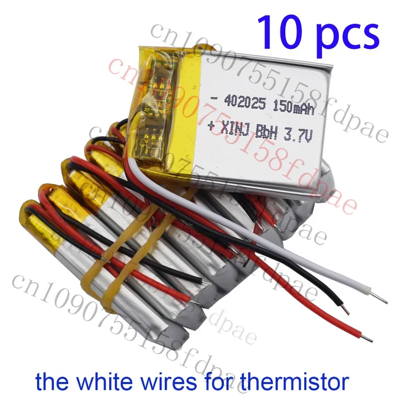 

OK OK 10pcs 3.7V 150mAh Thermistor 3-Wires Li Battery 402025 For Bluetooth Headphones