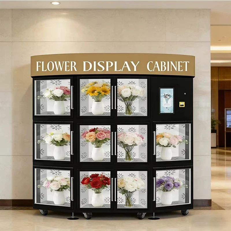 Semi-Circular Flower Vending Machine Compressor Cooling 22-Inch Touchscreen Cloud Custom