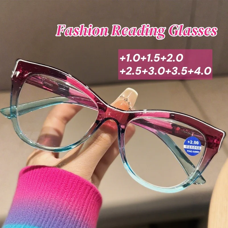 

Fashionable Women Reading Glasses Unisex Retro Trendy Cat Eye Frame Presbyopic Glasses Men Popular Far Sight Eyewear 0 To +4.0