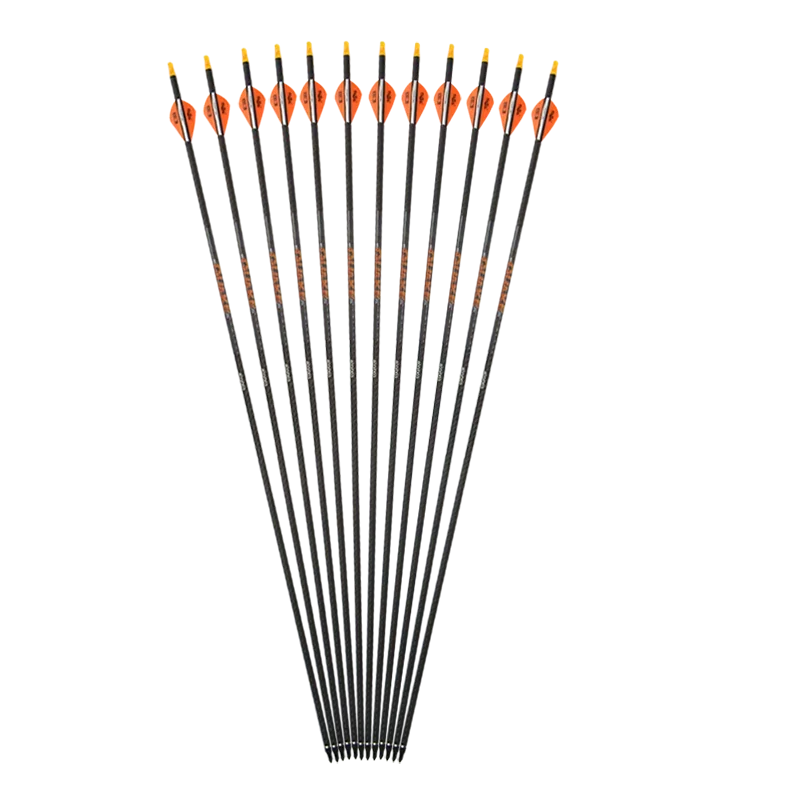 

6/12pcs Archery Carbon Arrows ID 6.2mm OD 7.6mm SP400 Shaft Rubber Feather for Bow and Arrow Shooting Hunting Accessories